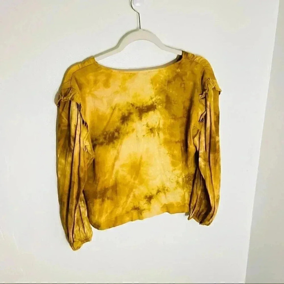 NEW Madewell Tie-Dye Ruffle-Shoulder Top Cottagecore Top Y2k Retro Egyptian Gold - Picture 8 of 8